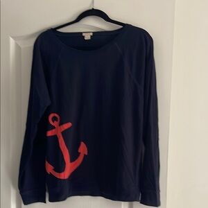 Navy Long Sleeve Shirt with Red Anchor